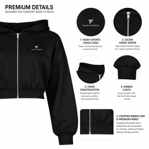 Custom Logo Women's Full <b>Zip</b> <b>Up</b> <b>Cropped</b> Hoodie Casual Long Sleeve Slim Fit Hooded Sweatshirt Plain Fleece Streetwear Gym Top - Product Image 6