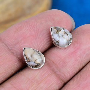 Pendientes de Plata de Ley 925 con Ópalo Rosa Natural en Forma de Pera - Product Image 3
