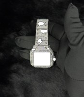 Montre mécanique automatique de luxe en acier inoxydable entièrement sertie de moissanite VVS, cadran en verre analogique brillant, 41 mm, vente en gros