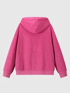Sweat-shirt à capuche rose unisexe, décontracté, en polaire, couleur unie, coupe classique, pour l'automne, 100% coton, respirant, personnalisable - Product Image 2