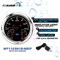 110mm 12V 24V électrique 3 en 1 GPS compteur de vitesse 0-120 KMH MPH tachymètre niveau de carburant blanc LED noir façade voiture jauge marine