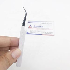 Venta al por mayor profesional de acero inoxidable J Curve pinzas de agarre de pestañas logotipo personalizado blanco polvo recubierto negro sólido extensiones de pestañas - Product Image 1
