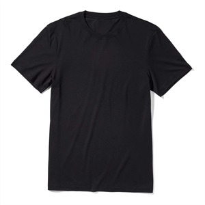 T-shirt à manches courtes pour homme, col rond, noir, coupe classique, couleur unie, coton tricoté, décontracté, respirant, longueur normale - Product Image 3