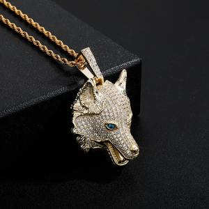 Vente flash - Pendentif tête de loup Hip Hop - Bijoux tendance pour hommes - Pendentifs - Colliers entièrement sertis de diamants - Product Image 6