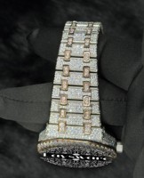Montre automatique de luxe Hip Hop Iced Out pour homme avec cadran en verre analogique en acier inoxydable, sertie de diamants VVS Moissanite, livrée avec boîte