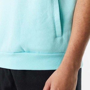 <b>Men's</b> Light Blue Oversized Hooded <b>Short</b> <b>Sleeve</b> Sweatshirt Cotton Fleece Casual Summer Wear - Product Image 6