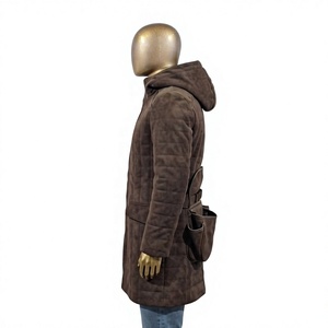 Manteau Trench Léger en Cuir Véritable pour Homme Nabtay Sports, Col Rabattu, Design Matelassé, Fermeture Éclair, Porte-Munitions, Idéal pour le Chasse - Product Image 2