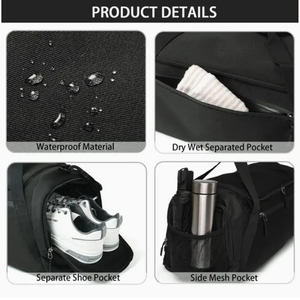 Bolsa Deportiva Unisex Personalizada con Compartimento para Zapatos, Bolsa de Viaje Impermeable para Fin de Semana, para Fitness - Product Image 4