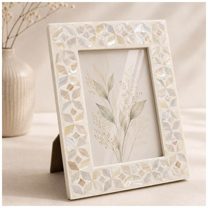 Handmade Mother Of Pearl Inlay <b>Photo</b> <b>Frame</b> <b>Black</b> and White Floral Pattern Decorative Wall Mirror <b>Frame</b> Luxury Home Decor Picture - Product Image 3