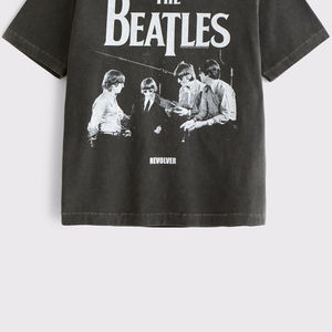 T-shirt pour homme à col rond et manches courtes imprimé The Beatles Revolver, 100% coton, coupe ample, respirant, effet délavé vintage, noir - Product Image 6