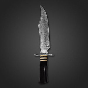 Custom Damascus Hunting <b>Knife</b> | Brass Guard Wooden Handle Leather <b>Sheath</b> with best cheap quality with best OEM services - Product Image 3