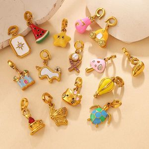 Joyas de playa de acero inoxidable con dijes de esmalte de cuento de hadas, colgantes de bikini de hongos Kawaii para chicas Y2K - Product Image 1