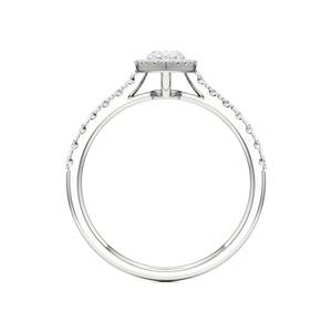 Anillo de compromiso, boda o aniversario vintage con diamantes pavé de doble halo y corte marquesa en oro rosa y blanco, ideal como regalo. - Product Image 3