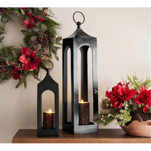 Farol de Metal Negro de Estilo Real con Diseño Moderno, Ecológico y Duradero, Decorativo para el Hogar, de Vidrio y Hierro con Acabado Brillante - Product Image 4