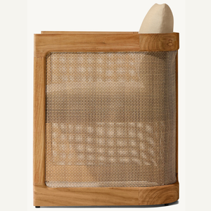 Silla de madera con detalles de ratán, silla individual para relajarse al aire libre, duradera y de buena calidad. - Product Image 2