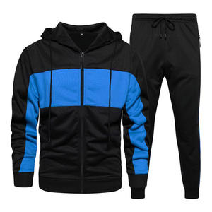 Ensemble de survêtement pour homme en molleton de coton, veste à capuche zippée et pantalon de jogging, ensemble de sport doux et respirant - Product Image 1
