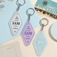 Porte-clés personnalisé en acrylique, design anime créatif et mignon, pour hôtel/motel, avec logo et numéro de chambre, étanche, léger, protection, tendance