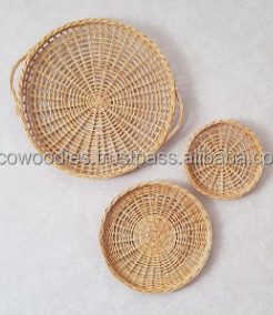 Paniers et assiettes murales Art Déco en bambou tressé multicolore, motif nature morte, vase mural suspendu, décorations pour la maison - Product Image 3