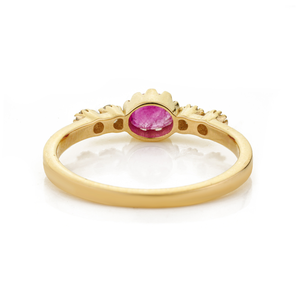 Anillo Apilable Minimalista de Oro Amarillo Puro de 14K con Rubí y Diamantes Engastados en Bisel, el Más Hermoso y Moderno para Chicas, Regalo de Graduación, Joyería - Product Image 6