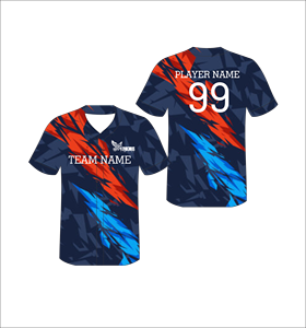 Maillot de baseball personnalisé bleu marine et rouge à motifs sublimés, uniforme d'équipe boutonné, t-shirt de sport en polyester anti-humidité - Product Image 1