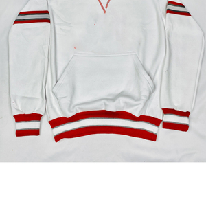 Sweat-shirt blanc à col rond pour homme, rayures rouges et grises, poche, décontracté, hiver, pull en maille, polyester/coton - Product Image 4
