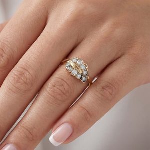 Gold Color Zircon Leaf <b>Ring</b> Titanium Pave Floral <b>Fine</b> <b>Ring</b> for Women Gift Party Jewelry - Product Image 3
