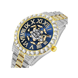 Reloj de Lujo para Hombre con Diamantes Moissanite, Pantalla Digital de Dos Tonos, Números Romanos, Movimiento de Cuarzo, VVS1, Pasa el Test de Diamantes - Product Image 6