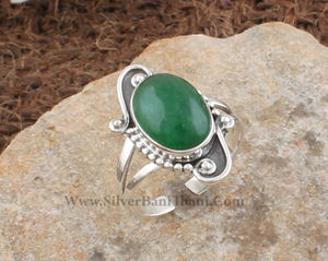 Anillo Clásico de Jade Verde Natural con Engaste de Bisel, Plata de Ley 925, Joyería de Piedras Preciosas Curativas para Mujer, Ideal para Bodas y Fiestas - Product Image 2