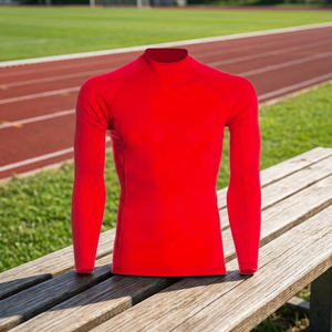 Men's <b>Red</b> <b>Long</b> <b>Sleeve</b> Rash Guard Quick Dry Polyester Shirt <b>Top</b> - Product Image 4