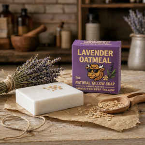 Savon Premium à la Lavande et à l'Avoine au Suif Naturel, Produit de Bain Naturel, Savon Naturel à la Lavande et à l'Avoine, Formulé à l'Avoine - Product Image 4