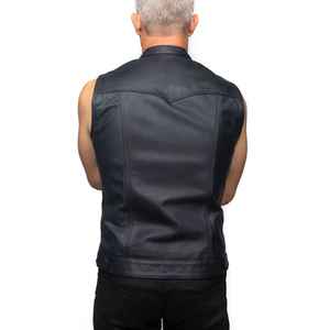 Gilet en cuir de vache 100% véritable, ajustable, avec poches, élégant, pour motard, veste de moto, gilet de motard en cuir - Product Image 4