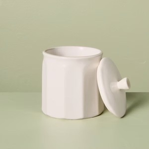 Contemporary Ceramic Storage Canister Fluted Design Airtight Lid <b>Pantry</b> Organizer Elegant <b>Kitchen</b> Counter Jar Premium Utility - Product Image 2