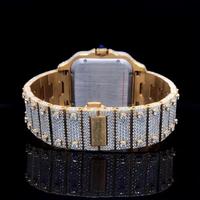 Montre de luxe pour homme avec diamants, boîtier carré, mouvement automatique en acier inoxydable, cadran analogique à chiffres romains, fermoir déployant, 34 mm