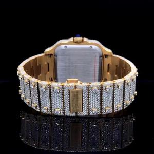 Luxury Men's Diamond <b>Watch</b> Square <b>Case</b> Stainless Steel Automatic Movement Roman Numeral Analog Dial Deployment Clasp 34MM - Product Image 4