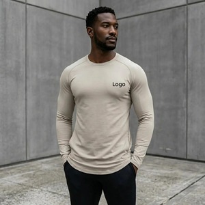 Custom Logo Wholesale Low MOQ Summer Stretchy Athletic Workout Fast Dry Soft Touch Long Sleeve <b>Tshirt</b> Slim Fit T-Shirt - Product Image 5