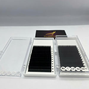 Extensiones de Pestañas Coreanas PBT Negro Mate, Bandejas para Pestañas, Pestañas de Volumen Cashmere, Cajas de Pestañas de Marca Privada, Logotipo Personalizado - Product Image 1