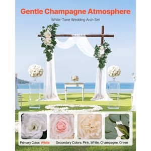 Kit fiori bianco arco matrimonio tessuto drappeggio 21ft 4 fiori artificiali per cerimonia o ricevimento sfondo decorazione Pack 4 - Product Image 2