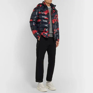 MKB ENTERPRISES Men's Hooded Puffer Jacket 100% Polyester Waterproof Nylon Shell Winter Casual <b>Fur</b> <b>Trim</b> Front Logo Wool-Lined - Product Image 5