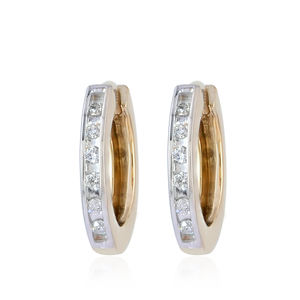 Pendientes de Aro Pequeños de Oro Amarillo de 14k con Diamantes Naturales, Hechos a Mano, Minimalistas, Regalo de Boda, Joyería Fina Unisex - Product Image 4