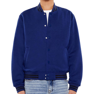 Blouson Bomber Bleu Marine pour Homme, Simple Boutonnage, Manteau Décontracté d'Automne avec Col et Poignets Côtelés, Vestes pour Hommes - Product Image 1