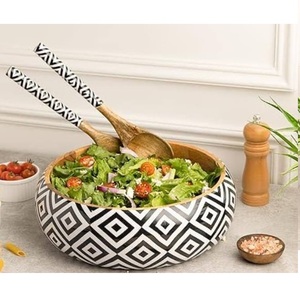 ชุดชามไม้เคลือบอีนาเมลแบบคลาสสิกสำหรับเสิร์ฟผลไม้ ของหวาน และซุป เหมาะสำหรับโรงแรมและงานจัดเลี้ยง เป็นมิตรต่อสิ่งแวดล้อม - Product Image 1