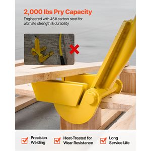 Attrezzo per la rimozione di pallet (2000 libbre) – Leva demolitrice in acciaio al carbonio da 41 pollici per la rimozione di tavole di ponte per impieghi gravosi - Product Image 3