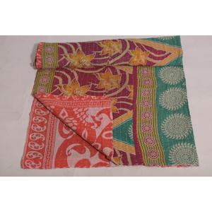 Couvre-lit vintage imprimé Kantha, couverture en coton fleuri, faite à la main, réversible, lavable, écologique, toutes saisons, style bohème indien - Product Image 5