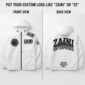 <b>Men</b> Windbreaker <b>Jacket</b> 120 GSM Premium Polyester <b>White</b> Lightweight Hooded Custom Screen Print Embroidery Logo OEM ODM - Product Image 1