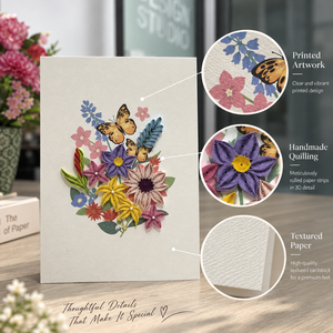 OEM/ODM <b>Butterfly</b> Floral <b>Garden</b> Quilling Card Vietnam Holiday Wholesale Artistic Handmade Greeting Card Envelope Paper Gift - Product Image 4