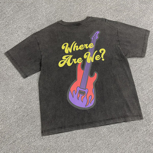 เสื้อยืดโอเวอร์ไซส์ลายกราฟิกพิมพ์ลายแบบแอซิดวอช ประดับด้วยคริสตัล สไตล์สตรีทแวร์สำหรับฤดูร้อน - Product Image 4