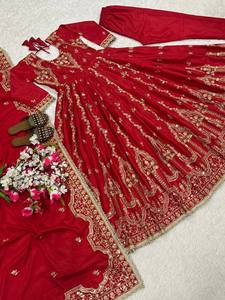 Meilleures ventes Robes de créateur Anarkali Trendy Organza Soie Mariage Impression numérique Dupatta Midi Naturel Vente en gros Modèle d'usure - Product Image 3
