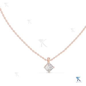 Lab Grown Diamond Princess Cut Kite <b>Pendant</b> Necklace 14K/18K <b>Solid</b> <b>Gold</b> Luxury Women's Party & Wedding Jewelry - Product Image 2