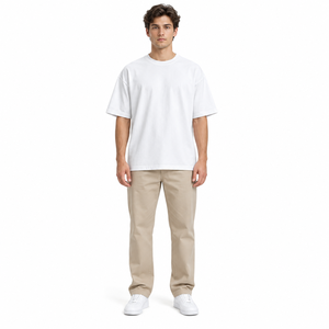 T-shirt blanc surdimensionné personnalisé en gros, unisexe, en coton épais, à épaules tombantes, style streetwear, vêtement vierge à marque privée - Product Image 4