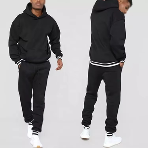 Ensemble de survêtement unisexe 2 pièces en coton épais respirant de haute qualité pour homme, noir, avec logo personnalisé – Grande Vente - Product Image 6